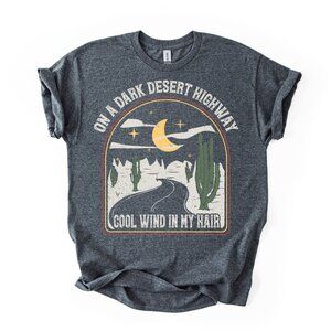 Dark Desert Highway T Shirt Women's Road Trip Nature Lover Cactus Graphic Tee